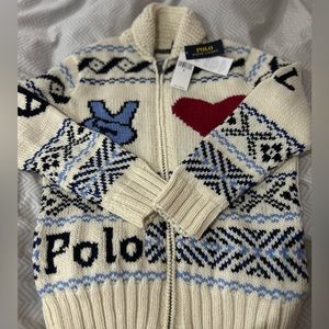 Polo Ralph Lauren peace love wool blend full zip cardigan